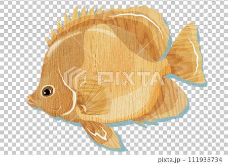 熱帶魚的木雕插圖 111938734