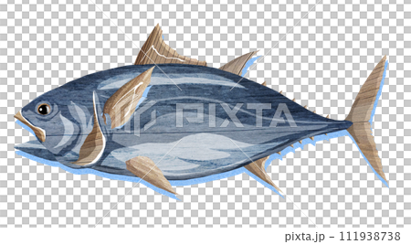 Wood carving illustration of bluefin tuna 111938738