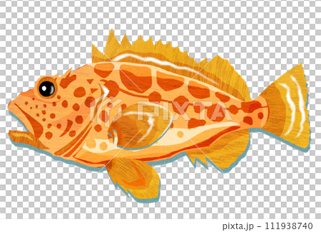 石斑魚的木雕插圖 石斑魚的木雕插圖 111938740