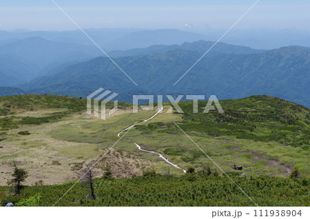 白山室堂への登山道　五葉坂から見る弥陀ヶ原 111938904