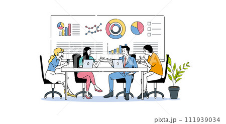 オンラインミーティングをするビジネスパーソン 111939034