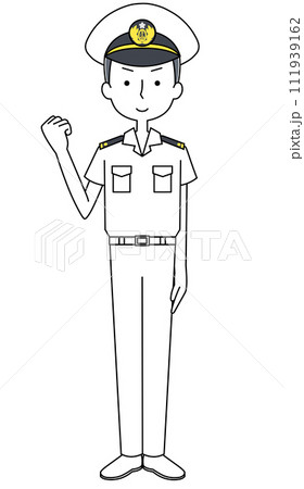 ガッツポーズ 海上自衛隊 曹士(夏制服・半袖)のイラスト ガッツポーズ 海上自衛隊 曹士(夏制服・半袖)のイラスト 111939162