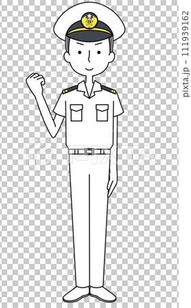 ガッツポーズ 海上自衛隊 曹士(夏制服・半袖)のイラスト ガッツポーズ 海上自衛隊 曹士(夏制服・半袖)のイラスト 111939162