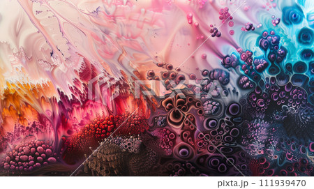 Radiant Ferrofluid Cascade. Generative AI 111939470