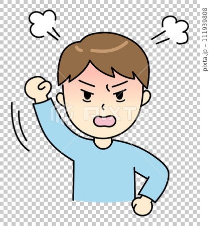 拳を振り上げて怒っている若い男性 拳を振り上げて怒っている若い男性 111939808