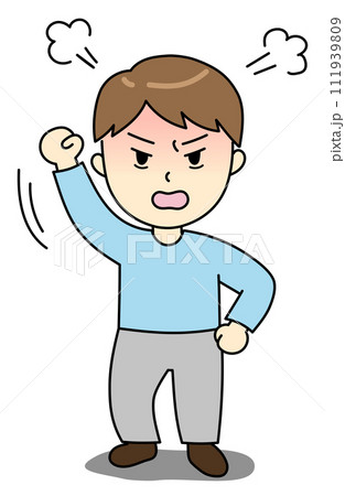 拳を振り上げて怒っている若い男性 拳を振り上げて怒っている若い男性 111939809