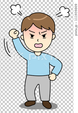 拳を振り上げて怒っている若い男性 拳を振り上げて怒っている若い男性 111939809