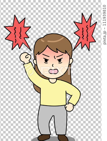 怒って大声で暴言を吐く若い女性 111939810