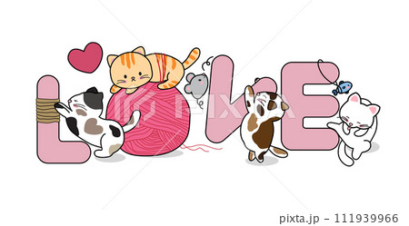 Cats with love letters on white background vector illustration Cats with love letters on white background vector illustration 111939966