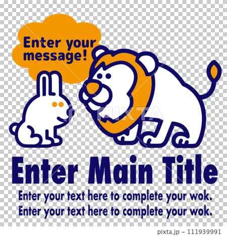 Animal sign board rabbit & lion 111939991