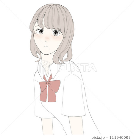 真顔で正面を向く女子高生 真顔で正面を向く女子高生 111940005