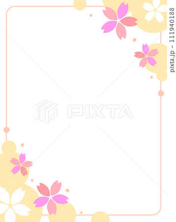 黄色の和柄と桜のフレーム 111940188