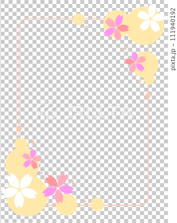 黃色日本圖案和櫻花框架 111940192