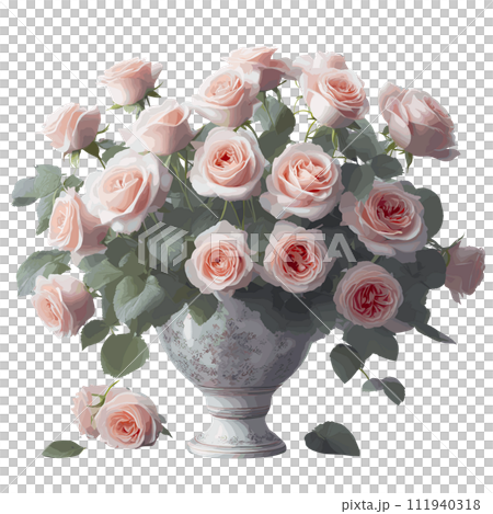 bouquet of pink roses, png files,Generative AI - Stock
