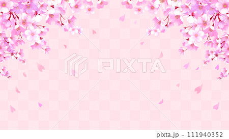 桜と市松模様のフレーム背景 桜吹雪 16:9 桜と市松模様のフレーム背景 桜吹雪 16:9 111940352