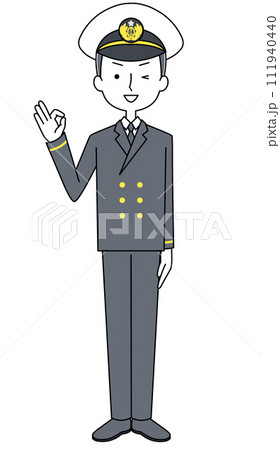 オッケーサイン　海上自衛隊　曹士（冬制服）のイラスト 111940440
