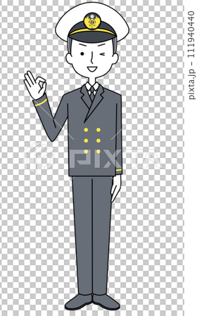 海上自衛隊中士OK標誌插畫（冬季制服） 111940440