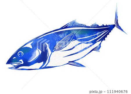 初鰹の切り絵風イラスト 111940676
