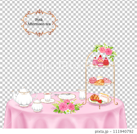 Spring-like pink afternoon tea Spring-like pink afternoon tea 111940792