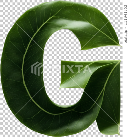 Green leaf typography text design uppercase alphabet G Green leaf typography text design uppercase alphabet G 111941552