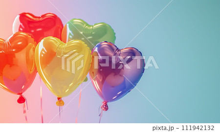Generated AI. Colorful heart-shaped balloons 111942132