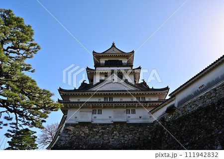 土佐国「高知城」天守閣や石垣　櫓と本丸御殿 111942832