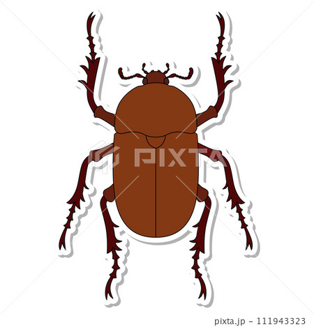 ステッカー昆虫単品アイコン　カブトムシ　メス 111943323