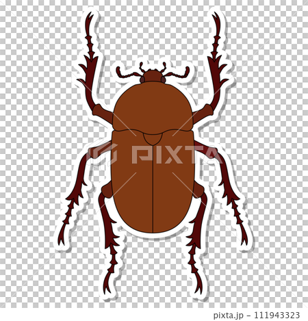 ステッカー昆虫単品アイコン　カブトムシ　メス 111943323
