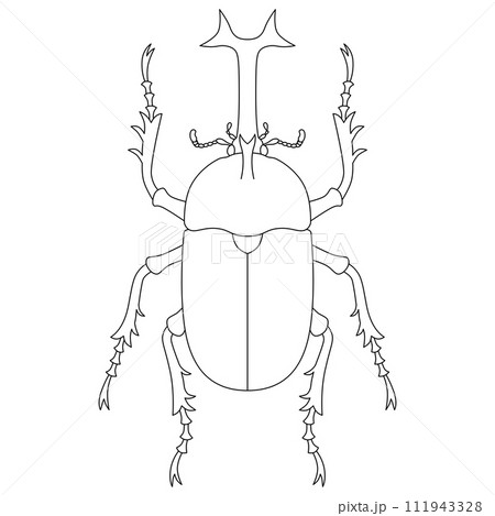 線画昆虫単品アイコン カブトムシ オス 線画昆虫単品アイコン カブトムシ オス 111943328