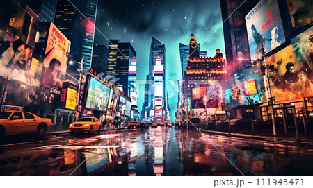 A rainy day in Time Square 111943471