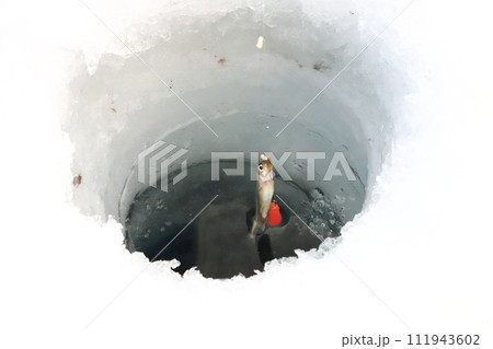 氷上ワカサギ釣りの風景 111943602