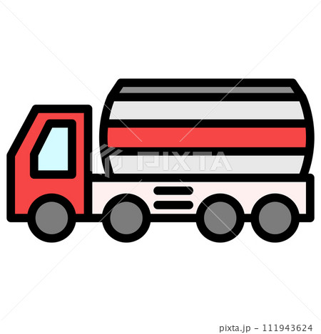 カラー乗り物アイコンイラスト　タンクローリー 111943624