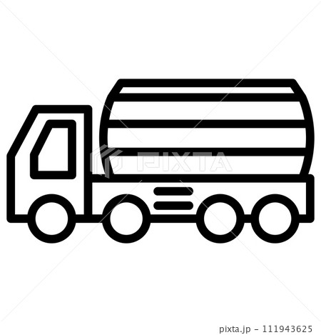 線画乗り物アイコンイラスト　タンクローリー 111943625