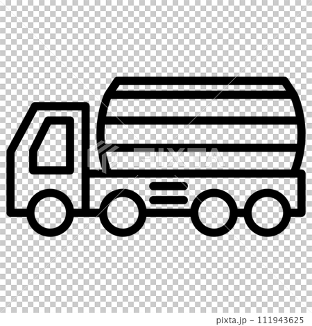 線画乗り物アイコンイラスト　タンクローリー 111943625