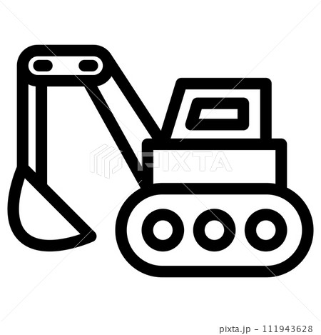 線画乗り物アイコンイラスト ショベルカー 線画乗り物アイコンイラスト ショベルカー 111943628