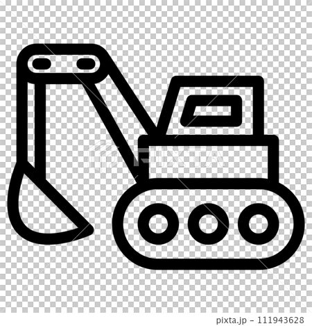 線画乗り物アイコンイラスト ショベルカー 線画乗り物アイコンイラスト ショベルカー 111943628