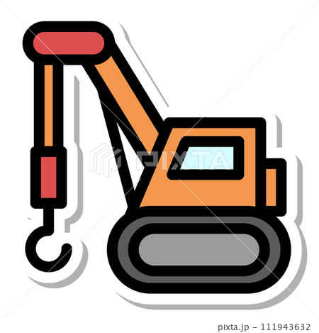 ステッカー乗り物アイコンイラスト　クレーン車 111943632