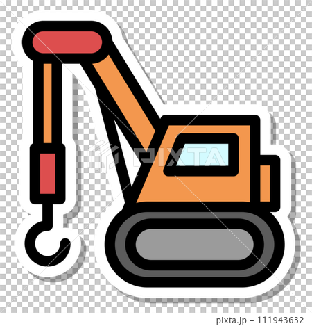ステッカー乗り物アイコンイラスト　クレーン車 111943632