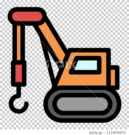 カラー乗り物アイコンイラスト　クレーン車 111943633