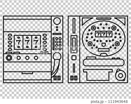 玉貸機付きの線画パチンコスロットアイコンセット 玉貸機付きの線画パチンコスロットアイコンセット 111943648