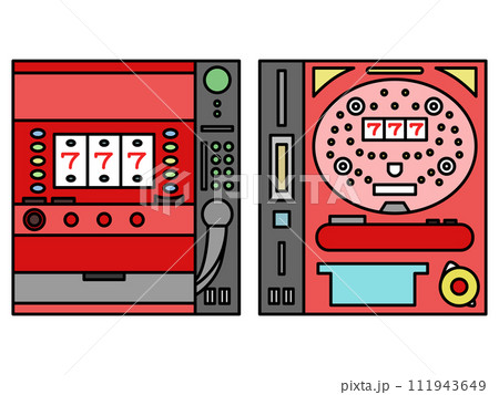 玉貸機付きのカラーパチンコスロットアイコンセット 111943649