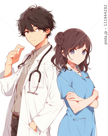 男女の医療従事者のイラスト（AI生成画像） 111944292