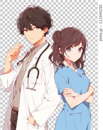 男女の医療従事者のイラスト（AI生成画像） 111944292