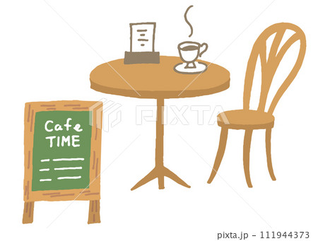 カフェ看板 カフェテーブル イラスト カフェ看板 カフェテーブル イラスト 111944373