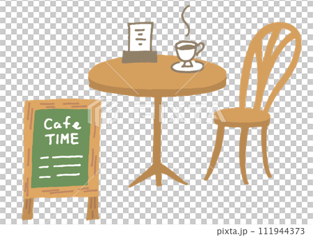 カフェ看板 カフェテーブル イラスト カフェ看板 カフェテーブル イラスト 111944373
