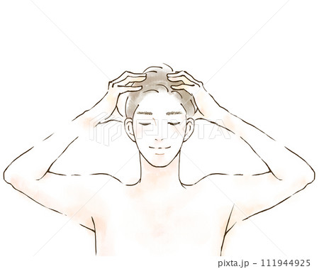 男性　美容　マッサージをするイラスト 111944925