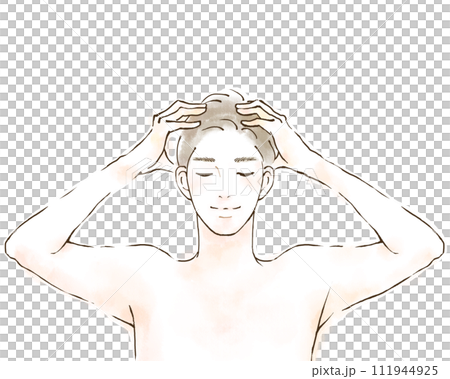 男性　美容　マッサージをするイラスト 111944925