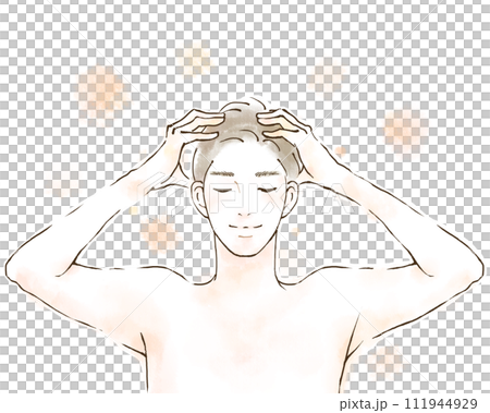 男士美容 微笑的男士做頭髮護理的插圖 111944929