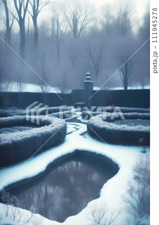 Nature winter snow european botanic garden landscape Nature winter snow european botanic garden landscape 111945278