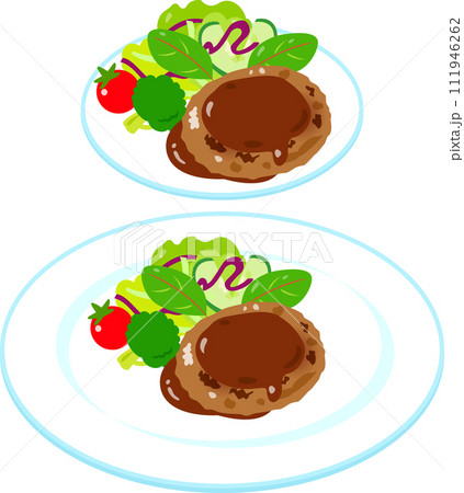 小さい皿と大きい皿に盛った同じ料理 111946262